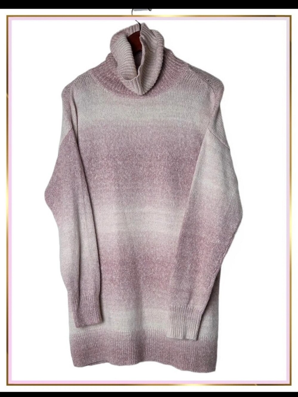 CHAPS Women’s Medium Pink & Cream Cowl Neck Knit Sweater